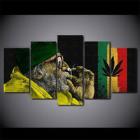 Weed Marihuana Ganja 420 Cannabis Viejo Fumando Enmarcado 5 Piezas Lienzo Arte de la Pared Imagen Papel Pintado Mural Arte Póster Decoración Impresión Pintura Fotografía 