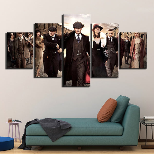 Peaky Blinders TV Show Framed 5 Piece Canvas Wall Art Image Picture Wallpaper Mural Artwork Poster Decor Print Painting Photography