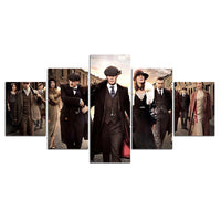 Peaky Blinders TV Show Framed 5 Piece Canvas Wall Art Image Picture Wallpaper Mural Artwork Poster Decor Print Painting Photography