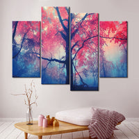 Forest Tree Framed 4 Piece Nature Canvas Wall Art Painting Wallpaper Decor Poster Picture Print