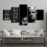 The Godfather Marlon Brando Celebrity Hollywood Framed 5 Piece Movie Canvas Wall Art Painting Wallpaper Decor Poster Picture Print