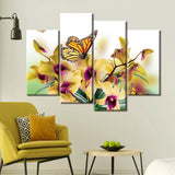 Butterfly & Flowers Nature Framed 4 Piece Canvas Wall Art Painting Wallpaper Poster Picture Print Photo Decor