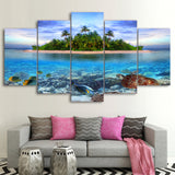Tropical Island Ocean Seascape 5 Piece Canvas Wall Art Image Picture Wallpaper Mural Decoration Design Artwork Poster Decor Print Painting Photography