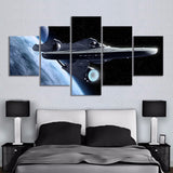 Nave espacial empresarial de Star Trek, lienzo espacial enmarcado, arte de pared, pintura, papel tapiz, póster, imagen impresa, decoración fotográfica, 5 piezas 