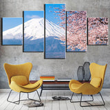 Snowy Mt Fuji Japón Volcano Peak enmarcado 5 piezas naturaleza lienzo arte de la pared pintura papel tapiz póster imagen impresión foto decoración 