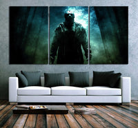 Jason Voorhees Friday The 13th Framed 3 Piece Horror Movie Canvas Wall Art Painting Wallpaper Poster Picture Print Photo Decor
