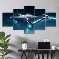 Star Trek Spaceship Enterprise Framed 5 Piece Movie & TV Canvas Wall Art Painting Wallpaper Poster Picture Print Photo Decor