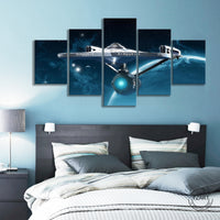 Star Trek Spaceship Enterprise Framed 5 Piece Movie & TV Canvas Wall Art Painting Wallpaper Poster Picture Print Photo Decor