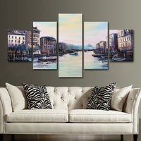 Venetian Venice Italy Italian Framed 5 Piece Canvas Wall Art Painting Wallpaper Poster Picture Print Photo Decor