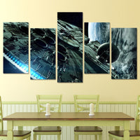 Millennium Falcon Star Wars Painting Canvas Print Framed 5 Piece Wall Art