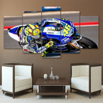 Motorbike Racing Motorcycle Racer Framed 5 Piece Canvas Wall Art Painting Wallpaper Poster Picture Print Photo Decor