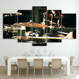 Drums Drumming Drummer Musician Band Framed 5 Piece Music Room Canvas Wall Art Painting Wallpaper Poster Picture Print Photo Decor