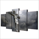 Jesus Statue Cross Christian Framed 5 Piece Canvas Wall Art Painting Wallpaper Poster Picture Print Photo Decor