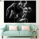 Fitness Exercise Working Out Gym Body Building Weight Training Sports 3 Piece Canvas Wall Art Painting Wallpaper Poster Picture Print Photo Decor