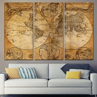 Mapa del Viejo Mundo antiguo enmarcado 3 piezas lienzo arte de la pared pintura papel tapiz póster imagen impresión foto decoración 