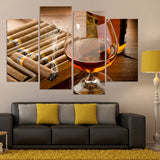 Whisky Alcohol y cigarro humo Bar 4 piezas lienzo arte de la pared pintura papel tapiz póster imagen impresión foto decoración 