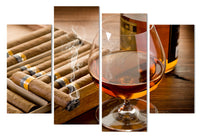 Whiskey Alcohol & Cigar Smoke Bar 4 Piece Canvas Wall Art Painting Wallpaper Poster Picture Print Photo Decor