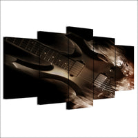 Electric Guitar Music Musician Framed 5 Piece Canvas Wall Art Picture Prints