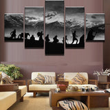 Lord Of The Rings Mountain Framed 5 Piece Canvas Wall Art - 5 Panel Canvas Wall Art - FabTastic.Co