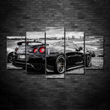 Nissan GTR Sports Race Car Framed 5 Piece Canvas Wall Art Painting Wallpaper Poster Picture Print Photo Decor