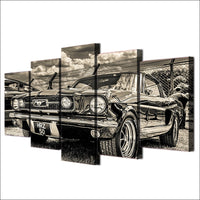 1965 Ford Mustang Sports Car Framed 5 Piece Canvas Wall Art - 5 Panel Canvas Wall Art - FabTastic.Co