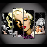 Marilyn Monroe Hollywood Celebrity Movie Actress Framed 4 Piece Canvas Wall Art Painting Wallpaper Decor Poster Picture Print