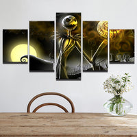Halloween Nightmare Before Christmas Framed 5 Piece Canvas Movie Wall Art Painting Wallpaper Poster Picture Print Photo Decor