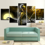 Halloween Nightmare Before Christmas Framed 5 Piece Canvas Movie Wall Art Painting Wallpaper Poster Picture Print Photo Decor