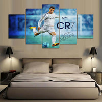 Real Madrid Ronaldo Soccer Football Sports Framed 5 Piece Panel Canvas Wall Art Print