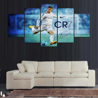 Real Madrid Ronaldo Soccer Football Sports Framed 5 Piece Panel Canvas Wall Art Print