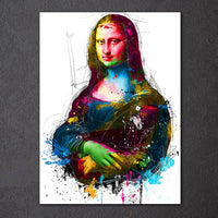 Colorful Mona Lisa Modern Abstract Framed 1 Panel Piece Canvas Wall Art Painting Wallpaper Poster Picture Print Photo Decor