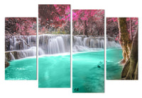 Beautiful Natural Waterfall Framed 4 Piece Canvas Wall Art Painting Wallpaper Poster Picture Print Photo Decor