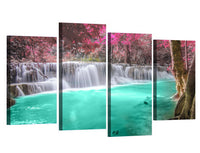 Beautiful Natural Waterfall Framed 4 Piece Canvas Wall Art Painting Wallpaper Poster Picture Print Photo Decor