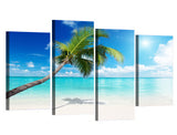 Playa Tropical, palmera, océano, paisaje marino, lienzo enmarcado, 4 piezas, arte de pared, pintura, papel tapiz, póster, imagen impresa, decoración fotográfica 