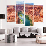 Grand Canyon River Arizona USA Valley Framed 4 Piece Canvas Wall Art Painting Wallpaper Poster Picture Print Photo Decor