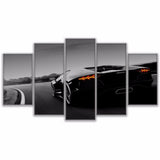 Black Luxury Lamborghini Sports Car Framed 5 Piece Canvas Wall Art - 5 Panel Canvas Wall Art - FabTastic.Co