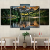 Colorado Ozero Mountain Forest & Lake 5 Piece Canvas Wall Art - 5 Panel Canvas Wall Art - FabTastic.Co
