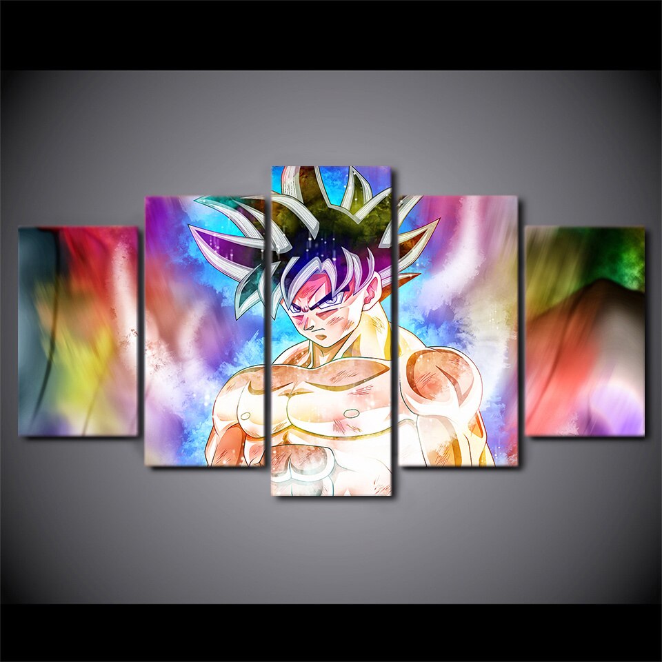 Dragon Ball Z Goku Cartoon Kids Framed 5 Piece Canvas Wall Art Paintin ...