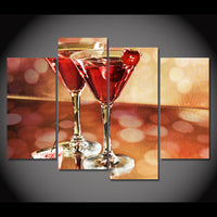 Martini Alcohol Drink Bar Restaurant Framed 4 Piece Canvas Wall Art Painting Wallpaper Poster Picture Print Photo Decor