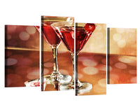 Martini Alcohol Drink Bar Restaurant Framed 4 Piece Canvas Wall Art Painting Wallpaper Poster Picture Print Photo Decor