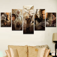 Lord Of The Rings Movie Characters Framed 5 Piece Panel Canvas Wall Art Print