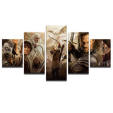 Lord Of The Rings Movie Characters Framed 5 Piece Panel Canvas Wall Art Print