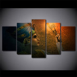 Queen of Egypt Framed 5 Piece Egyptian Hieroglyph Canvas Wall Art Painting Wallpaper Poster Picture Print Photo Decor