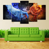 Fire & Ice Love Red & Blue Framed 5 Piece Panel Canvas Wall Art Print