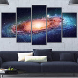 Outer Space Galaxy Stars & Universe Framed 5 Piece Canvas Wall Art - 5 Panel Canvas Wall Art - FabTastic.Co