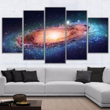 Outer Space Galaxy Stars & Universe Framed 5 Piece Canvas Wall Art - 5 Panel Canvas Wall Art - FabTastic.Co