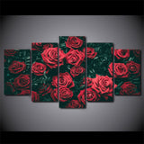 Red Rose Flowers Framed 5 Piece Canvas Wall Art Painting Wallpaper Poster Picture Print Photo Decor
