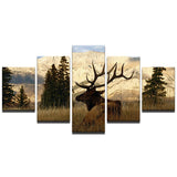 Macho ciervo Buck montaña bosque enmarcado 5 piezas lienzo arte de la pared pintura papel tapiz póster imagen impresión foto decoración 