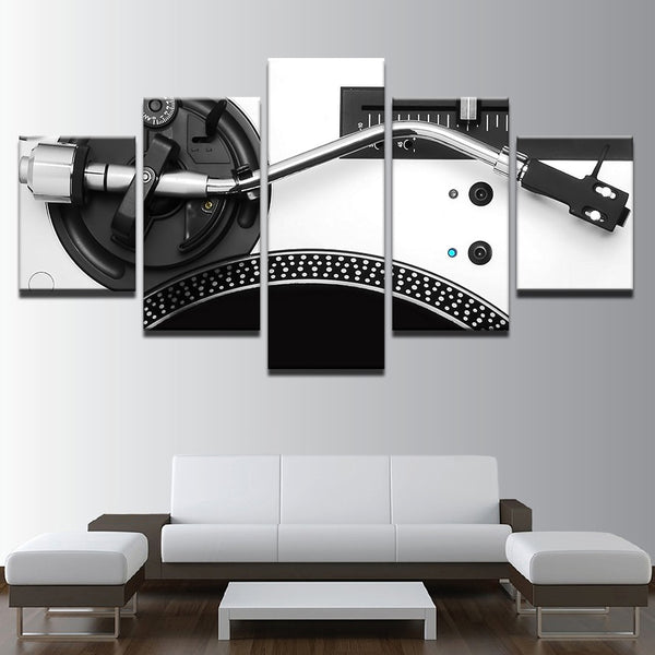 DJ Record Player Deejay Framed 5 Piece Music Canvas Wall Art Image Picture Wallpaper Mural Artwork Poster Decor Print Painting Photography