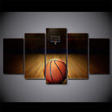 Basketball Sport Court & Net Framed 5 Piece Canvas Wall Art - 5 Panel Canvas Wall Art - FabTastic.Co